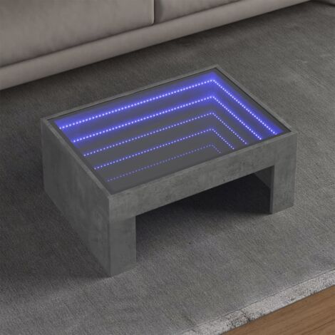 Coffee Table with Infinity LED Concrete Grey 70x50x30 cm vidaXL
