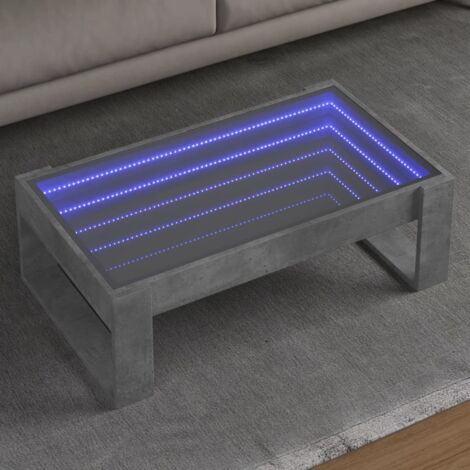 Coffee Table with Infinity LED Concrete Grey 90x53x30 cm vidaXL