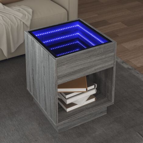 Coffee Table with Infinity LED Grey Sonoma 40x40x50 cm vidaXL
