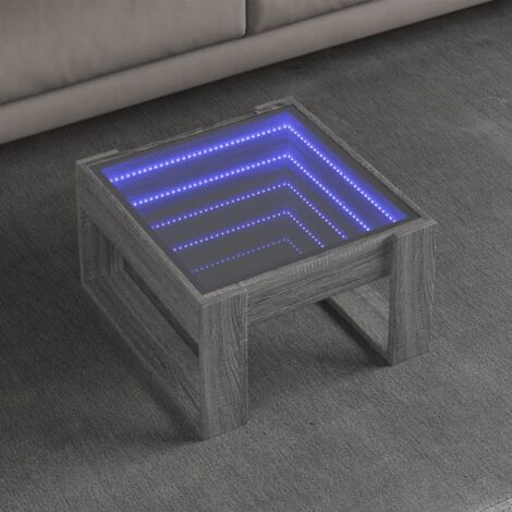 Coffee Table with Infinity LED Grey Sonoma 50x53x30 cm vidaXL