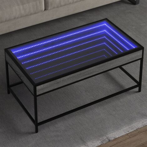 Coffee Table with Infinity LED Grey Sonoma 90x50x41 cm vidaXL
