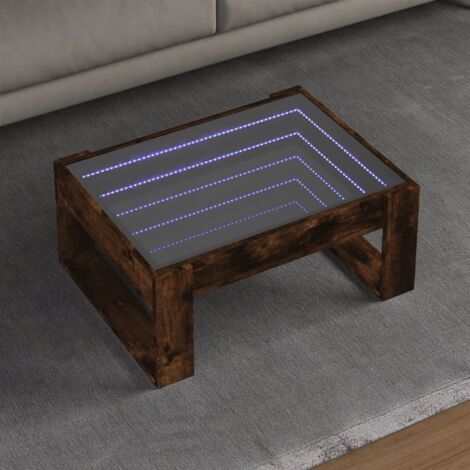 Coffee Table with Infinity LED Smoked Oak 70x53x30 cm vidaXL