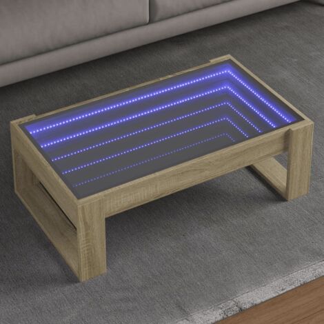 Coffee Table with Infinity LED Sonoma Oak 90x53x30 cm vidaXL