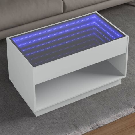 Coffee Table with Infinity LED White 90x50x50 cm vidaXL