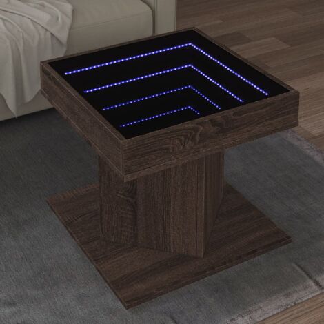 Coffee Table with LED Brown Oak 50x50x45 cm Engineered Wood vidaXL