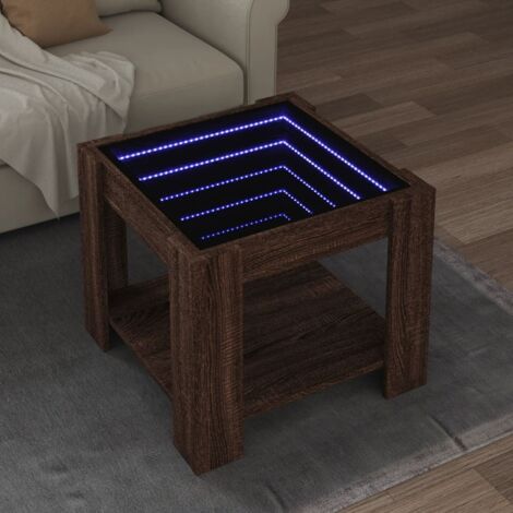 Coffee Table with LED Brown Oak 53x53x45 cm Engineered Wood vidaXL