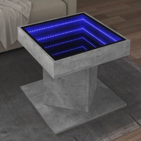Coffee Table with LED Concrete Grey 50x50x45 cm Engineered Wood vidaXL