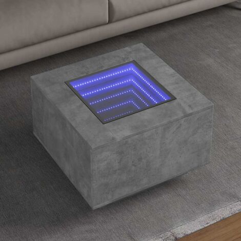 Coffee Table with LED Concrete Grey 60x60x40 cm Engineered Wood vidaXL