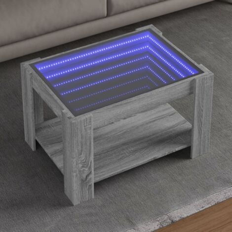 Coffee Table with LED Grey Sonoma 73x53x45 cm Engineered Wood vidaXL