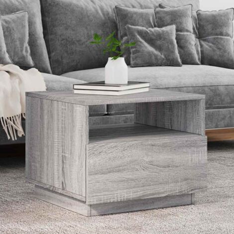 Coffee Table with LED Lights Grey Sonoma 50x49x40 cm vidaXL