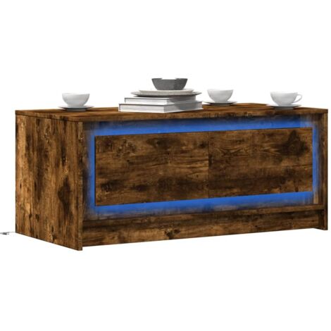 Coffee Table with LED Lights Smoked Oak Engineered Wood vidaXL