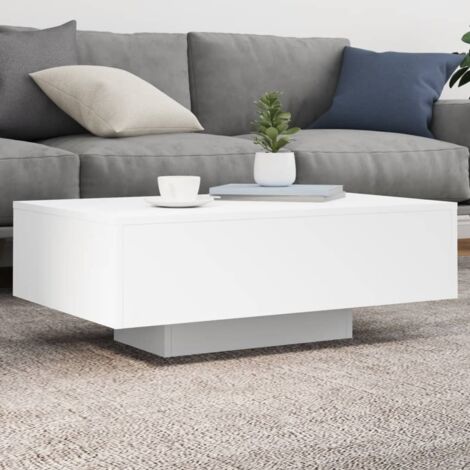 Coffee Table with LED Lights White 85x55x31 cm vidaXL