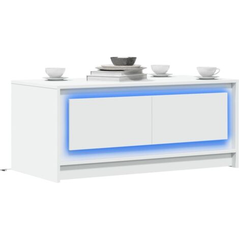 Coffee Table with LED Lights White Engineered Wood vidaXL