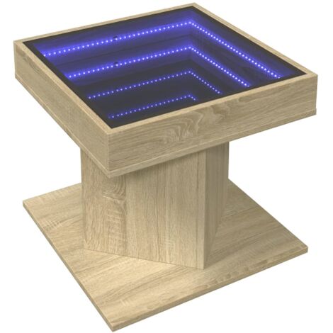 Coffee Table with LED Sonoma Oak 50x50x45 cm Engineered Wood vidaXL