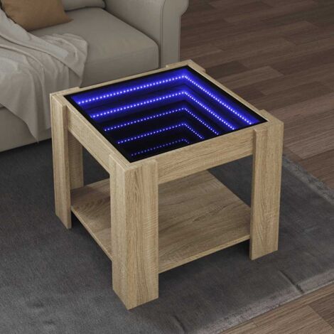 Coffee Table with LED Sonoma Oak 53x53x45 cm Engineered Wood vidaXL