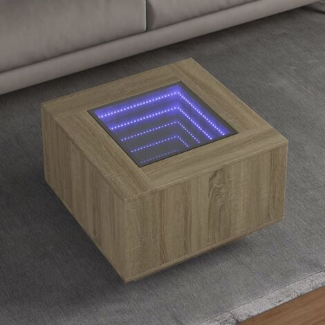 Coffee Table with LED Sonoma Oak 60x60x40 cm Engineered Wood vidaXL