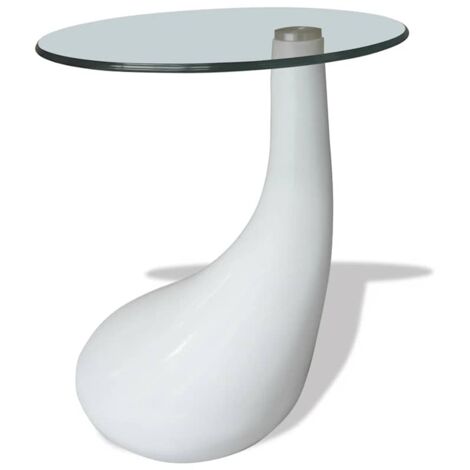 Coffee Table with Round Glass Top High Gloss White vidaXL