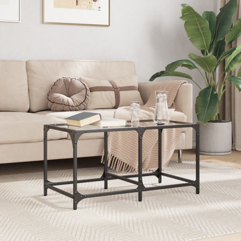 Coffee Table With Transparent Glass Top 78.5x40x40 Cm Steel Vidaxl