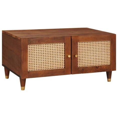 Coffee Tables Brown 80 x 50 x 40 cm Cane and solid mango wood vidaXL