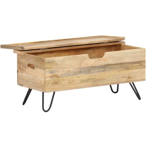 Coffre 90x40x45 cm Bois solide de manguier CFW658274