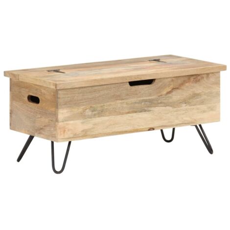 Vidaxl – Coffre en bois de manguier massif 90x40x45 cm – Résistant avec pieds en acier – Rangement élégant pour vêtements et accessoires - vidaXL607200