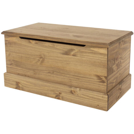 Coffre 91x47,9x46 cm en pin naturel ciré - YVEN