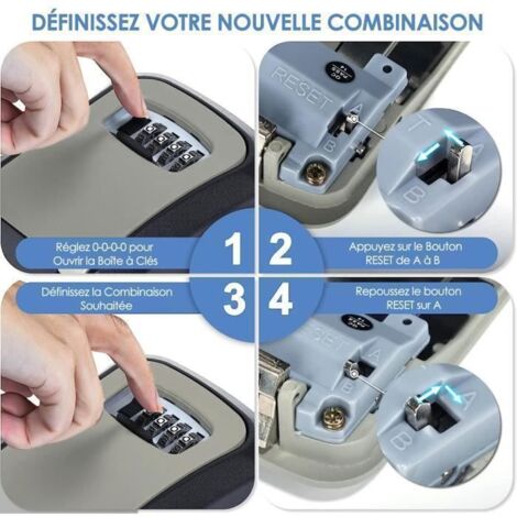 Coffre à clés mural à code 4 chiffres, étanche et en acier inoxydable, pour la maison ou le garage - AquaForge