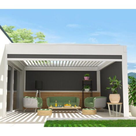 Coffre à coulisses pour pergola SPINELLE et HYLIA 4,50x2,50 M (Motorisé à Télécommande - Blanc satiné RAL9010 - Gris graphite)