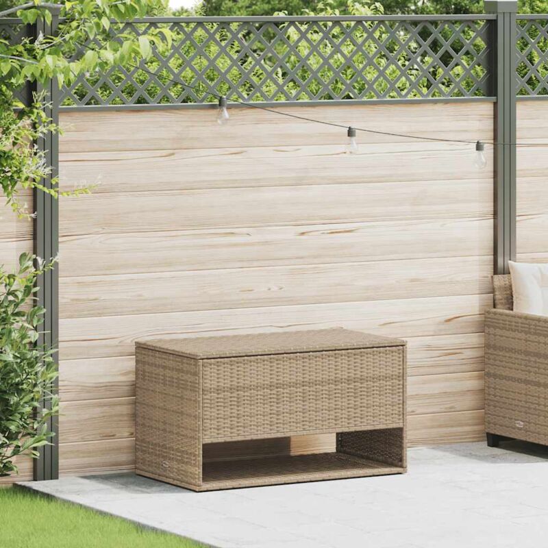 Coffre à coussins d'extérieur beige 100x55x55,5 cm polyrotin - Vidaxl