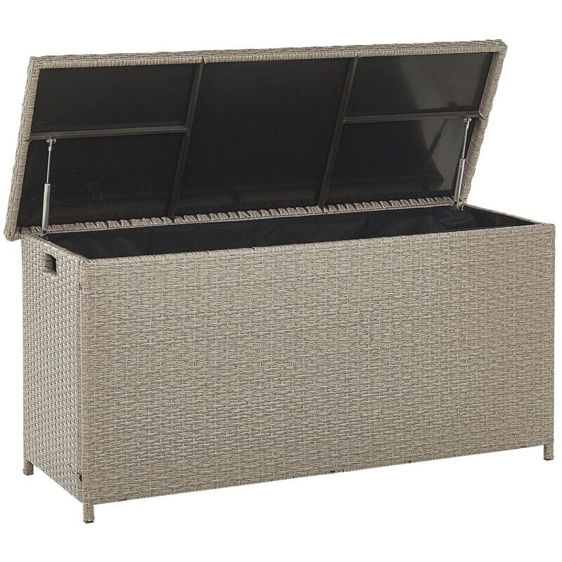 Beliani - Coffre de Rangement Extérieur 126 x 46 cm en Rotin Beige Taupe Idéal pour Stockage d'Accessoires de Jardin et Coussins Durable et Décoratif