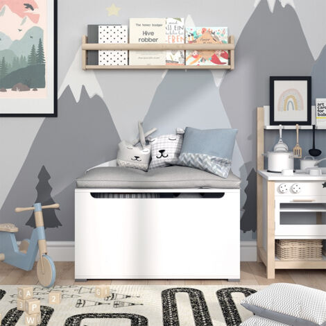 Coffre à jouets Arno, Blanc, 85 x 63.7 cm avec couvercle, Vicco