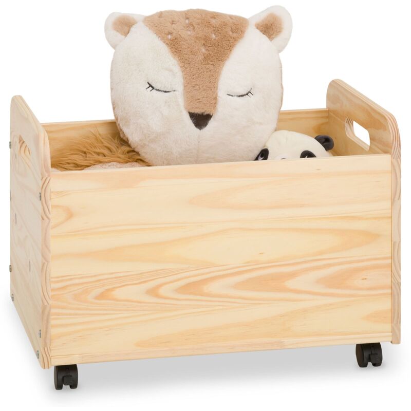 Coffre à jouets benjamin sur roulettes, en pin massif - Coloris naturel