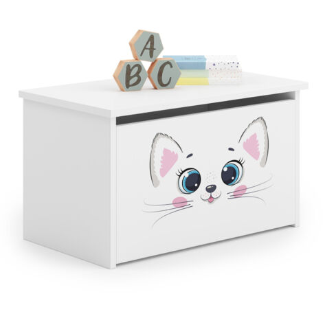 Coffre à jouets Daria blanc avec imprimé Chat Rose