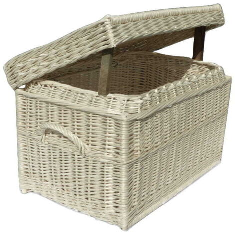 Coffre à jouets en osier écru - 60 cm