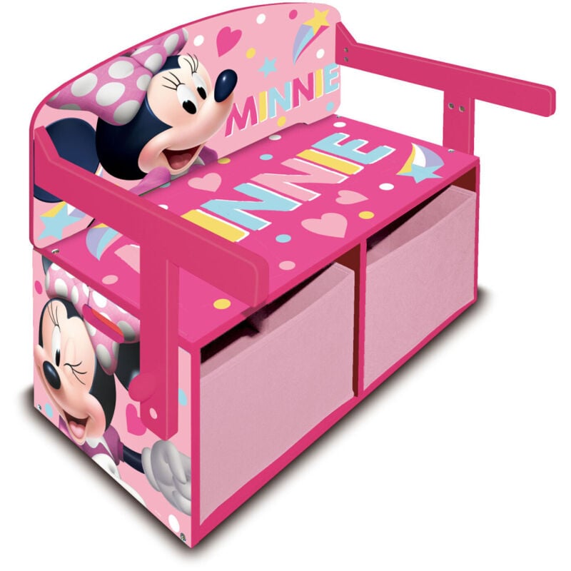 Arditex - Coffre à Jouets et Banc 3en1 Disney Minnie - Rose