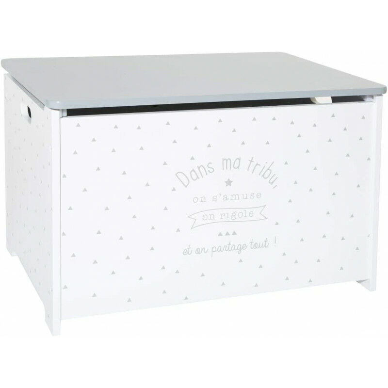 Ac-déco - Coffre à jouets - 58 x 38 x 38 cm - Gris - Livraison gratuite