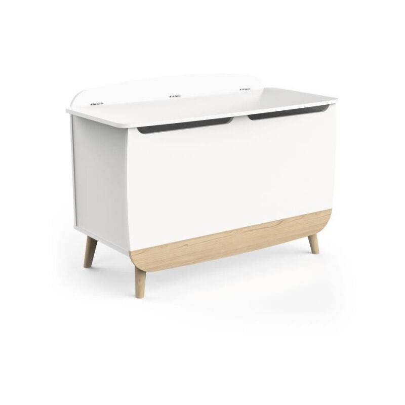 Demeyere - Coffre a jouets - firmiana - Style scandinave - Blanc mat / Chene kronberg - 82,4 x 39,1 x 58,9 cm