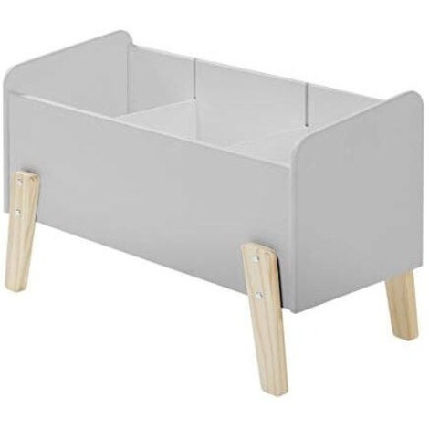 Coffre à jouets laqué gris et pieds bois clair Kiddy