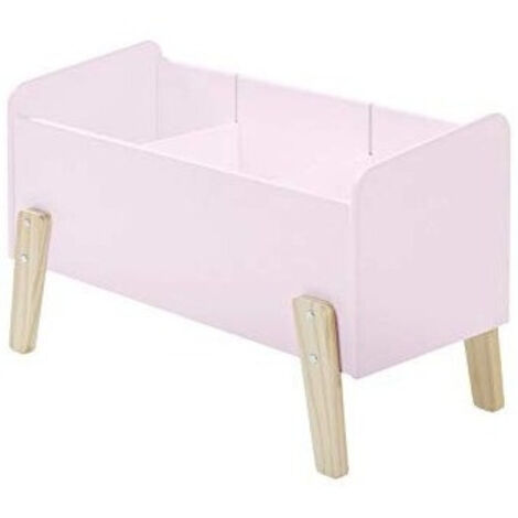 Coffre à jouets laqué vieux rose et pieds bois massif clair Kiddy