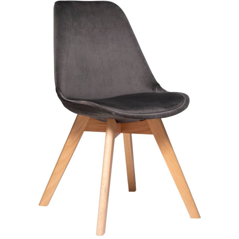 Chaise Baya pieds hêtre velours gris Atmosphera créateur d'intérieur