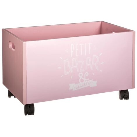 Coffre à jouets Well Home rose avec roulettes MDF 48x28x28,5cm
