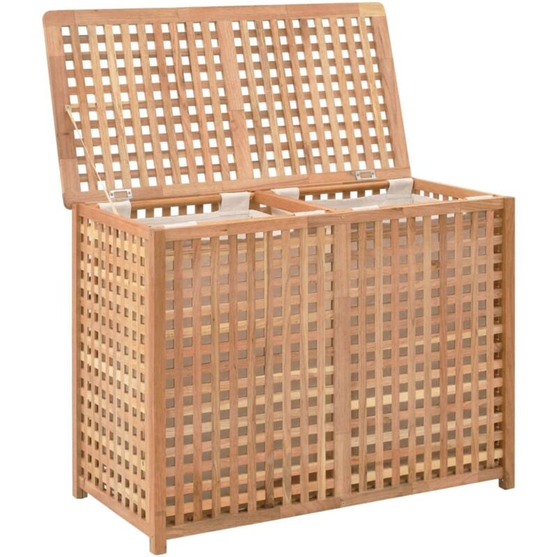 Coffre à linge 87,5 x 46 x 67 cm bois de noyer massif