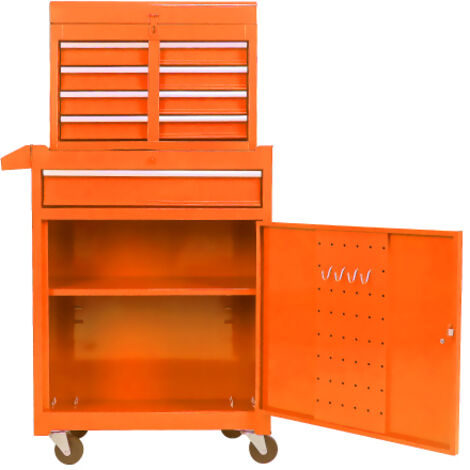 Coffre à outils 5 tiroirs roues étagères ajustables garage organisateur orange