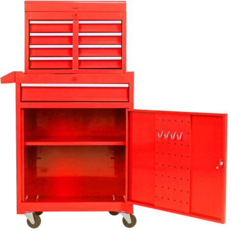 Coffre à outils 5 tiroirs roues étagères ajustables garage organisateur rouge