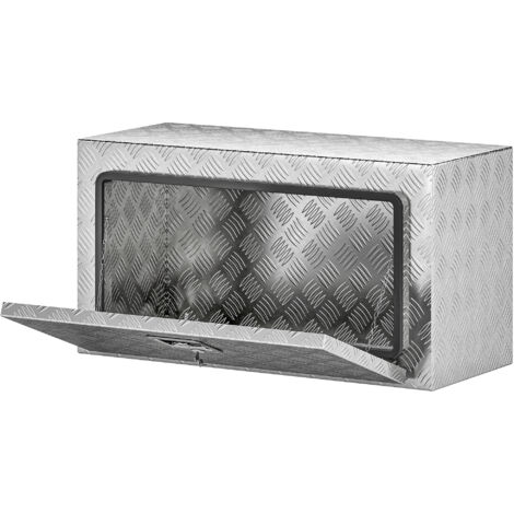 Coffre à outils 96L aluminium avec cadenas, 2 clés et poignée latérale, 76,2x35,5x40,6 cm, argenté