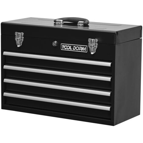 Coffre à outils métallique à quatre tiroirs 51,5 × 22,4 × 35,5 cm Noir
