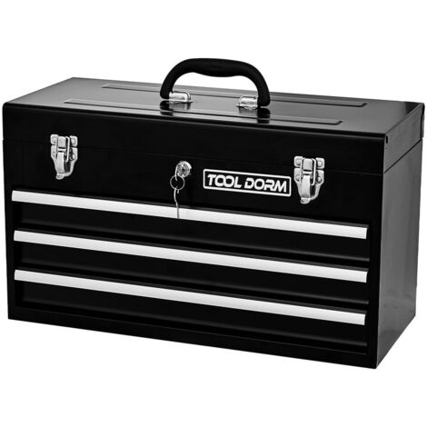 Coffre à outils métallique à quatre tiroirs 51,5 × 23,1 × 30 cm Noir
