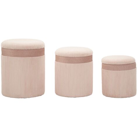 Coffre à rideaux Puff C/Curtain rose, ensemble de 3 pièces, cm Ø 40,5 x 49,5 - 35 x 42 - 31 x 38