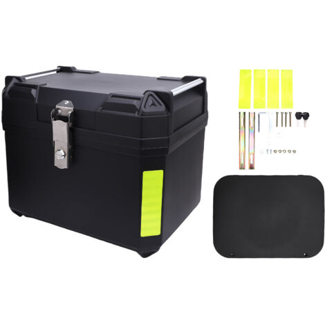 Coffre arrière universel pour moto de 60 L, étanche, ABS, doublure intérieure en cuir PU, anti-impact, pour scooters avec porte-bagages arrière, noir