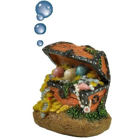 Coffre Aux Trésors Et or pour Aquarium avec Tuyau et Diffuseur